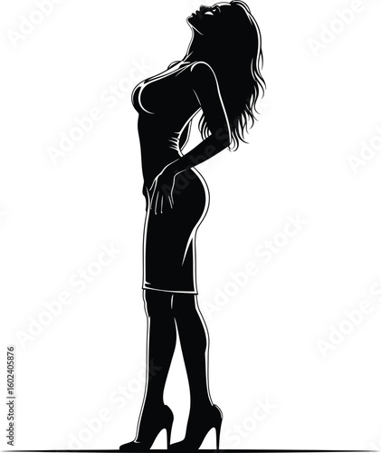Sensual Woman Silhouette in Profile Pose