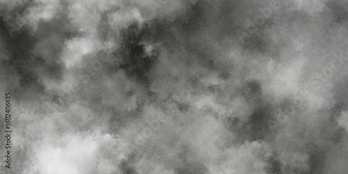 Abstract white and gray isolated cloud cumulus clouds. Gray aquarelle painted realistic fog or mist smoky textured canvas design. White and ash messy wall stucco texture background.	
