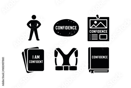 solid icon isolated confidence power pose poster confidence mantra confidence board kit confidence affirmation cards confidence posture tutor belt confidence journal