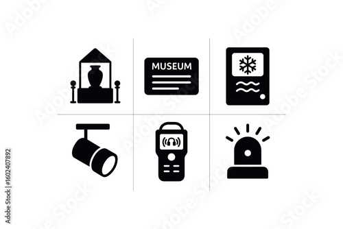 solid icon isolated display case accession label cte control sensor spot fiture guide security