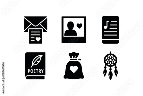 solid icon isolated longing handwritten letter kit longing memory photo fe longing lyrical playlist longing poetry anthology longing scented sachet longing dream catcher