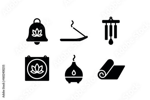solid icon isolated hony meditation hony incense hony ensemble hony plaque hony diffuser lamp hony yoga mat