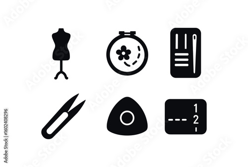 solid icon isolated seamstress dress form seamstress embroidery hoop seamstress kit seamstress thread snips seamstress tailor chalk seamstress stitching guide