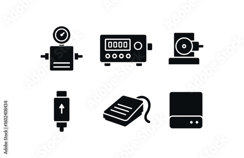 solid icon isolated microfluidic pump pressure regulator microfluidic pump driver microfluidic pump rotary motor microfluidic pump check valve microfluidic pump foot switch microfluidic