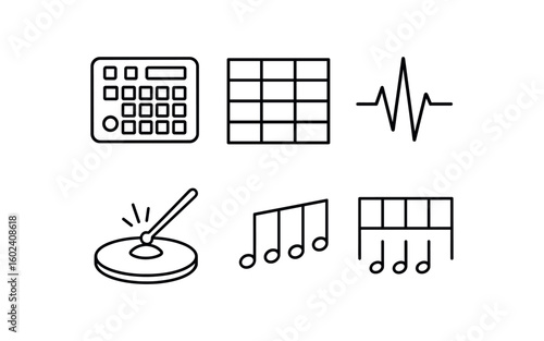 stroke icon mono icons style isolated dm machine bass groove heartbeat mimic rhythmic cadence percussive hit rhythmic subdi
