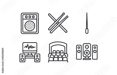 stroke icon mono icons style isolated bass amplifier dmstick orchestral baton recording studio concert hall surround speaker