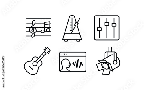 stroke icon mono icons style isolated musical score metronome tick miing console acoustic guitar vocal track sta spot