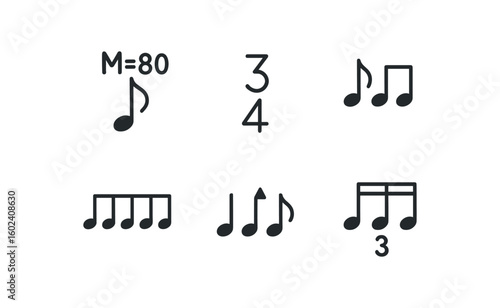 stroke icon mono icons style isolated tempo marking time signature syncopated beat rhythmic pattern accent placement polyrhythm