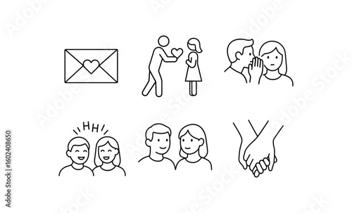 stroke icon mono icons style isolated love letter romantic sture whispe vow sha laughter stolen glance intertwined finrs