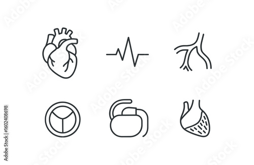 stroke icon mono icons style isolated cardiac chamber heartbeat rhythm ry artery heart valve pacemaker device ventricular
