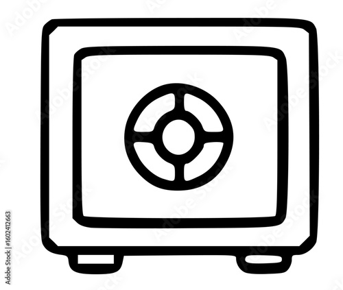 Simple black and white illustration of a secure safe box.