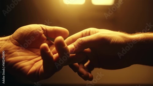 Two hands gently touching