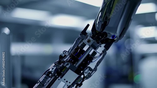 Close-up of a robotic arm in a factory
