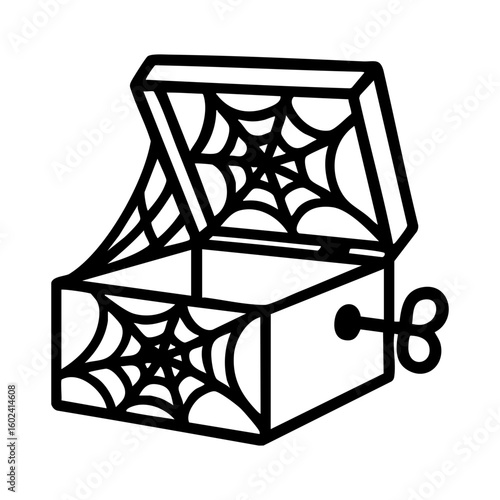 Haunted music box with spider webs