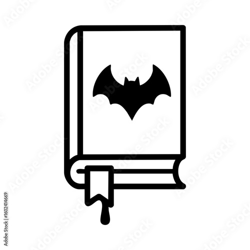 Spooky Halloween book with bat symbol