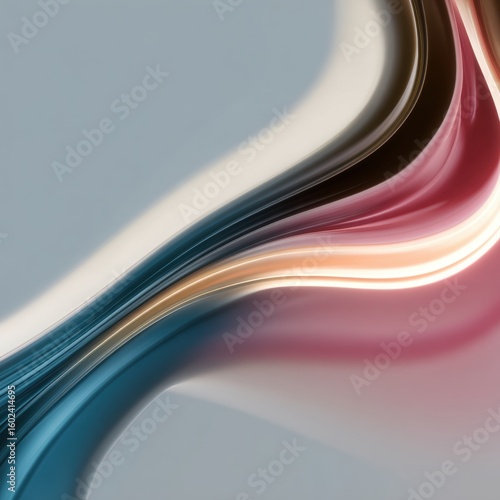 Abstract Swirling Fluid Design - Teal, Pink, and Gold