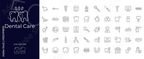 Dental Care Line Editable Icons set. Vector illustration in modern thin line style of Dental Care icons: teeth, dentistry, dental care, etc