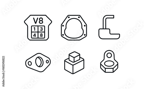 straight perfect stroke icon mono icons style isolated V8 crate firing order tag V8 crate bellhousing flan V8 crate sump pickup V8 crate starter V8 crate ignition boss V8 crate knock sensor