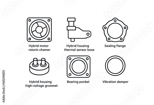 straight perfect stroke icon mono icons style isolated hybrid motor housing rotor chamber hybrid motor housing thermal sensor boss hybrid motor housing sealing flan hybrid motor housing