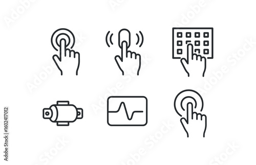 straight perfect stroke icon mono icons style isolated touch screen interface touch vibration module touch capacitance array touch feedback engine touch proimity sensor touch activation