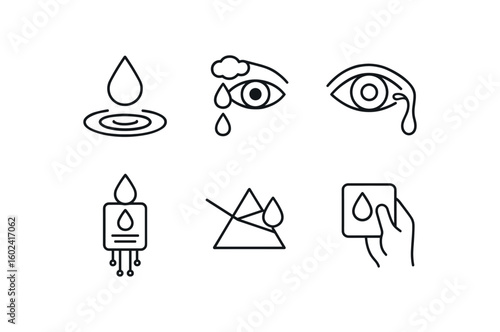 straight perfect stroke icon mono icons style isolated tears reflection pool tears gland model tears tear duct map tears moisture sensor tears prism refraction tears cleaning wipe