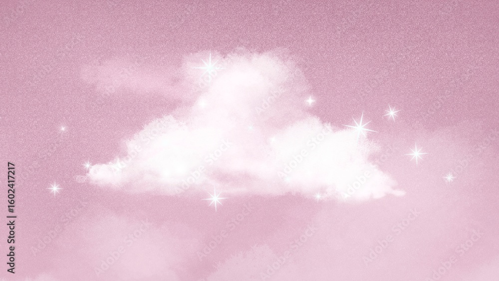 Naklejka premium Pink aesthetic HD wallpaper, cloud in sparkling sky background