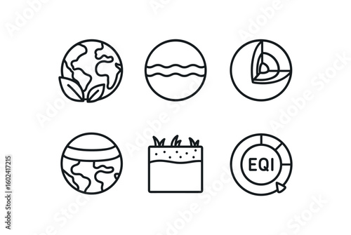 straight perfect stroke icon mono icons style isolated earth biosphere zone earth hydrosphere model earth lithosphere layer earth stratospheric layer earth soil profile earth environmental