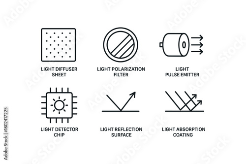 straight perfect stroke icon mono icons style isolated diffuser sheet polarization filter pulse emitter detector chip reflection surface absorption coating