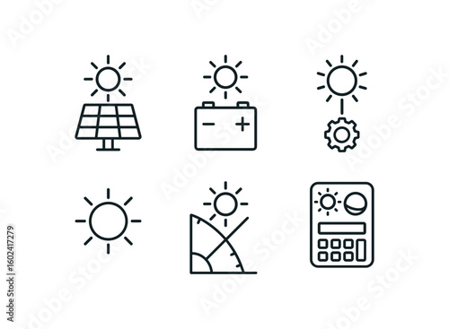 straight perfect stroke icon mono icons style isolated sunbeam collector panel sun converter sun tracker mechanism sun disk ima sun angular position meter sun orbital calculator