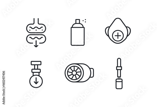 straight perfect stroke icon mono icons style isolated gas echan membrane aerosol diffuser respiratory mask pump intake valve turbofan engine sampler tube