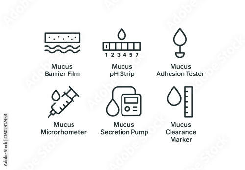 straight perfect stroke icon mono icons style isolated mucus mucus barrier film mucus pH strip mucus adhesion tester mucus microhirter mucus secretion pump mucus clearance marker