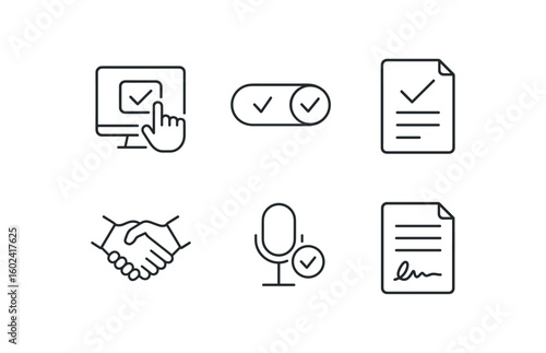 straight perfect stroke icon mono icons style isolated consent button click consent opt switch consent survey question consent handshake icon consent approval consent release form