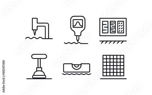 straight perfect stroke icon mono icons style isolated surface wear layer surface profile scanner surface ness comparator surface adhesion tester surface leveling tool surface alignment