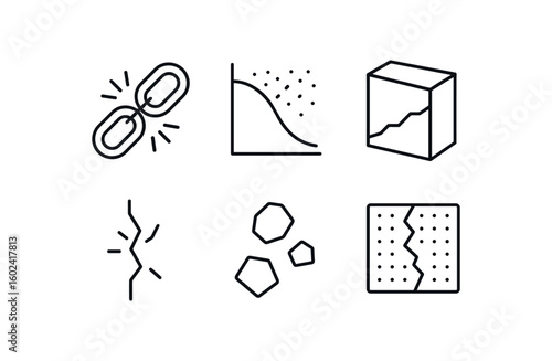 straight perfect stroke icon mono icons style isolated fragmentation broken fragmentation comminution curve chart fragmentation discontinuity plane model fragmentation stress fracture zone