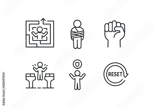 straight perfect stroke icon mono icons style isolated helplessness solution maze helplessness binding ropes helplessness closed fist model helplessness broken brid schematic helplessness