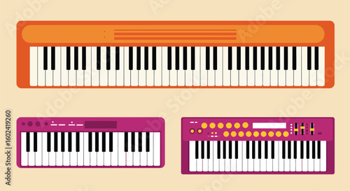 Colorful Collection of Electric Keyboards