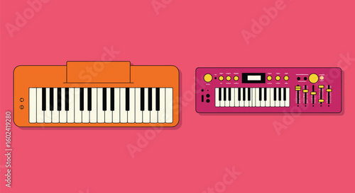 Colorful Collection of Electric Keyboards