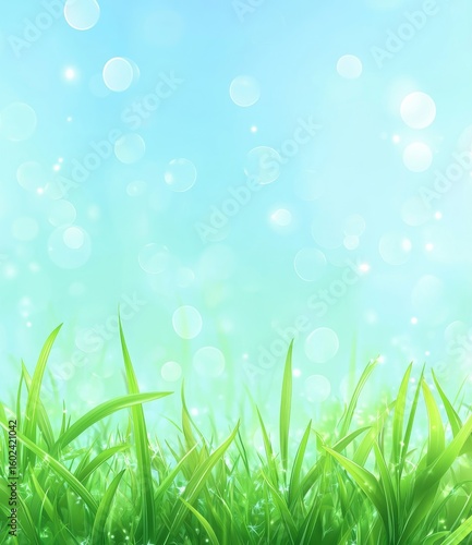 Spring or summer natural background with fresh grass, bringing a sense of vitality and nature to the space, Generative AI