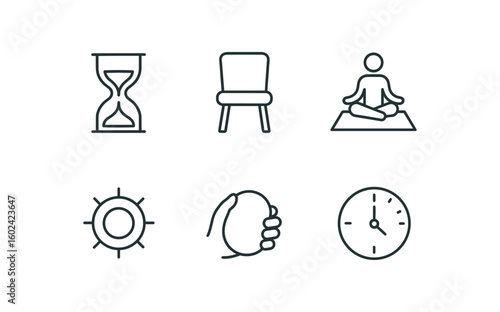 straight perfect out stroke icon mono icons style isolated patience hourglass timer patience waiting room chair patience meditation mat patience breath indicator patience stress ball