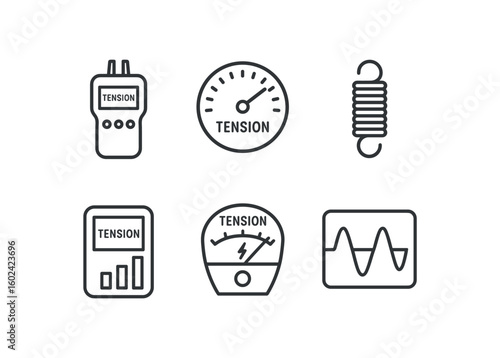straight perfect out stroke icon mono icons style isolated tension cable tester tension gauge dial tension coil spring tension stress meter tension voltage meter tension waveform display