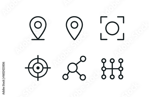 straight perfect out stroke icon mono icons style isolated point datum marker point coordinate pin point focus lens point trigger sensor point intersection node point reference