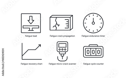straight perfect out stroke icon mono icons style isolated fatigue load frame fatigue crack propagation meter fatigue endurance timer fatigue recovery chart fatigue micro crack scanner