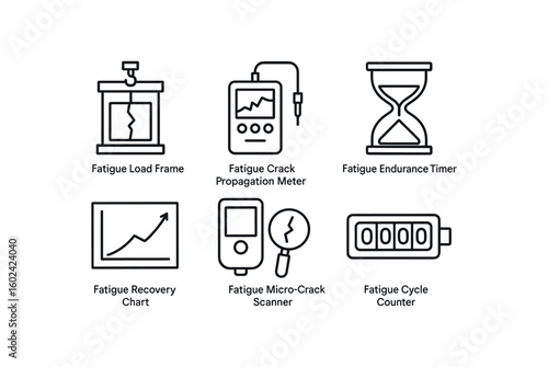 straight perfect out stroke icon mono icons style isolated fatigue load frame fatigue crack propagation meter fatigue endurance timer fatigue recovery chart fatigue micro crack scanner