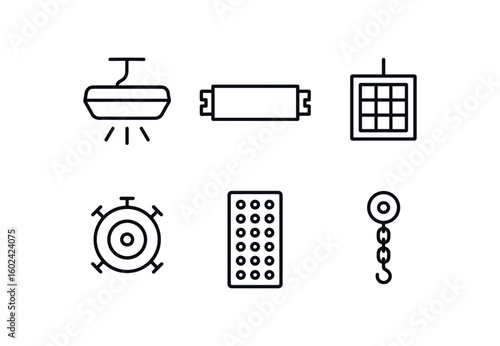 straight perfect out stroke icon mono icons style isolated overhead panel overhead ballast overhead diffuser overhead fiture mount overhead LED array overhead chain pulley