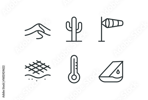straight perfect out stroke icon mono icons style isolated desert sand dune model desert cactus specimen desert wind vane desert stabilization mesh desert temperature logger desert solar