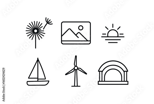 straight perfect out stroke icon mono icons style isolated freedom dandelion seed freedom mountain vista photo freedom sunrise horizon freedom sailing mast rig freedom wind turbine blade