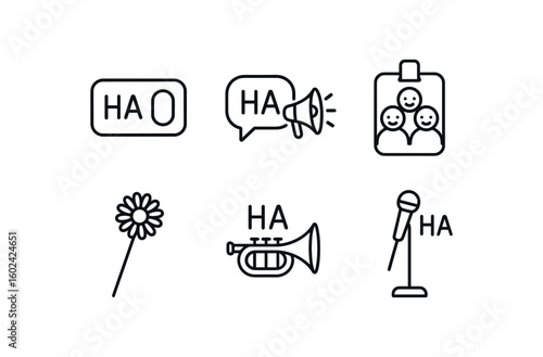 straight perfect out stroke icon mono icons style isolated laughter giggle button switch laughter bubble speaker horn laughter therapy group session card laughter diaphragm tickler rod