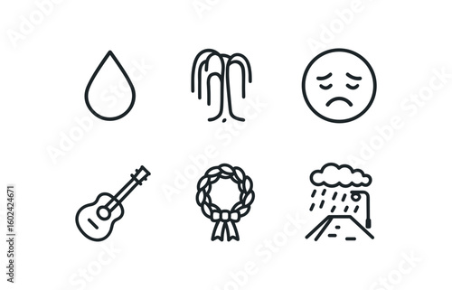 straight perfect out stroke icon mono icons style isolated sadness teardrop icon sadness weeping willow sadness mood filter sadness melancholic chord sadness funeral wreath sadness rain