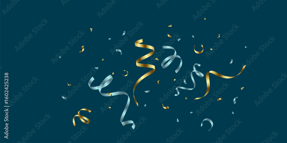 Fototapeta premium Luxury green and gold watercolor confetti pattern background, zigzag down for celebration. Vector illustration of festive decoration.