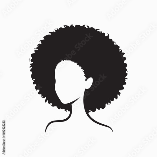 Black silhouette of woman with large afro hairstyle